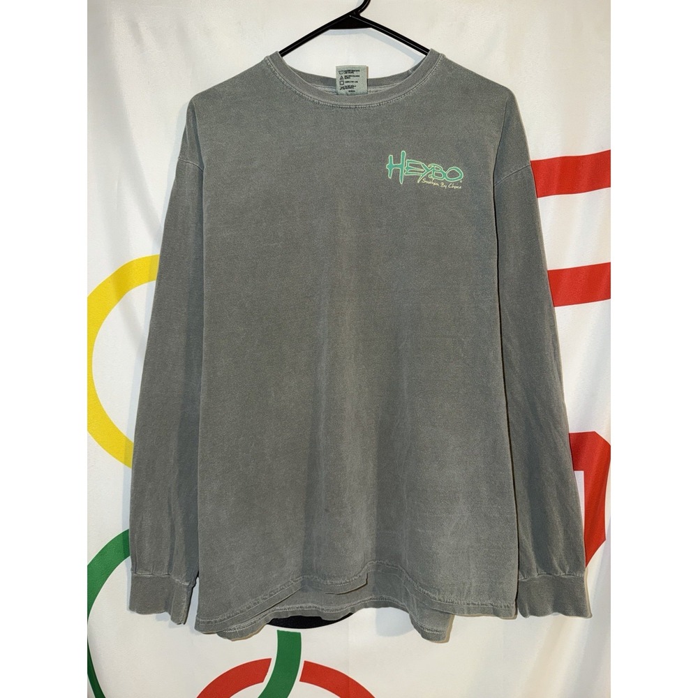 Comfort Colors Heybo T Shirt Mens Large Green Long Sleeve Southern